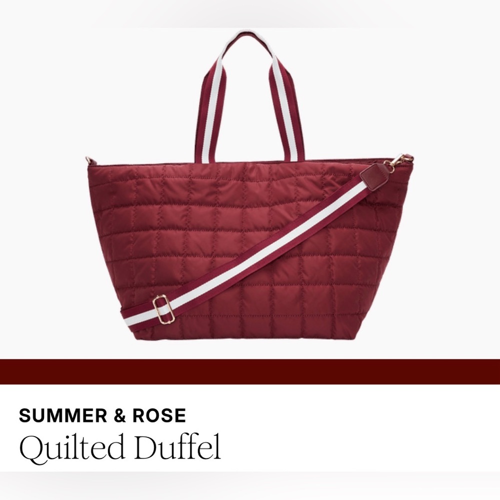 Summer & Rose Quilted Duffel Bag - Wine Color
25" X 11.75" X 12.5", NWT